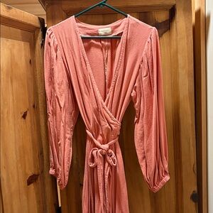 Honeydove vintage raw silk hand dyed Pink Wrap Dress